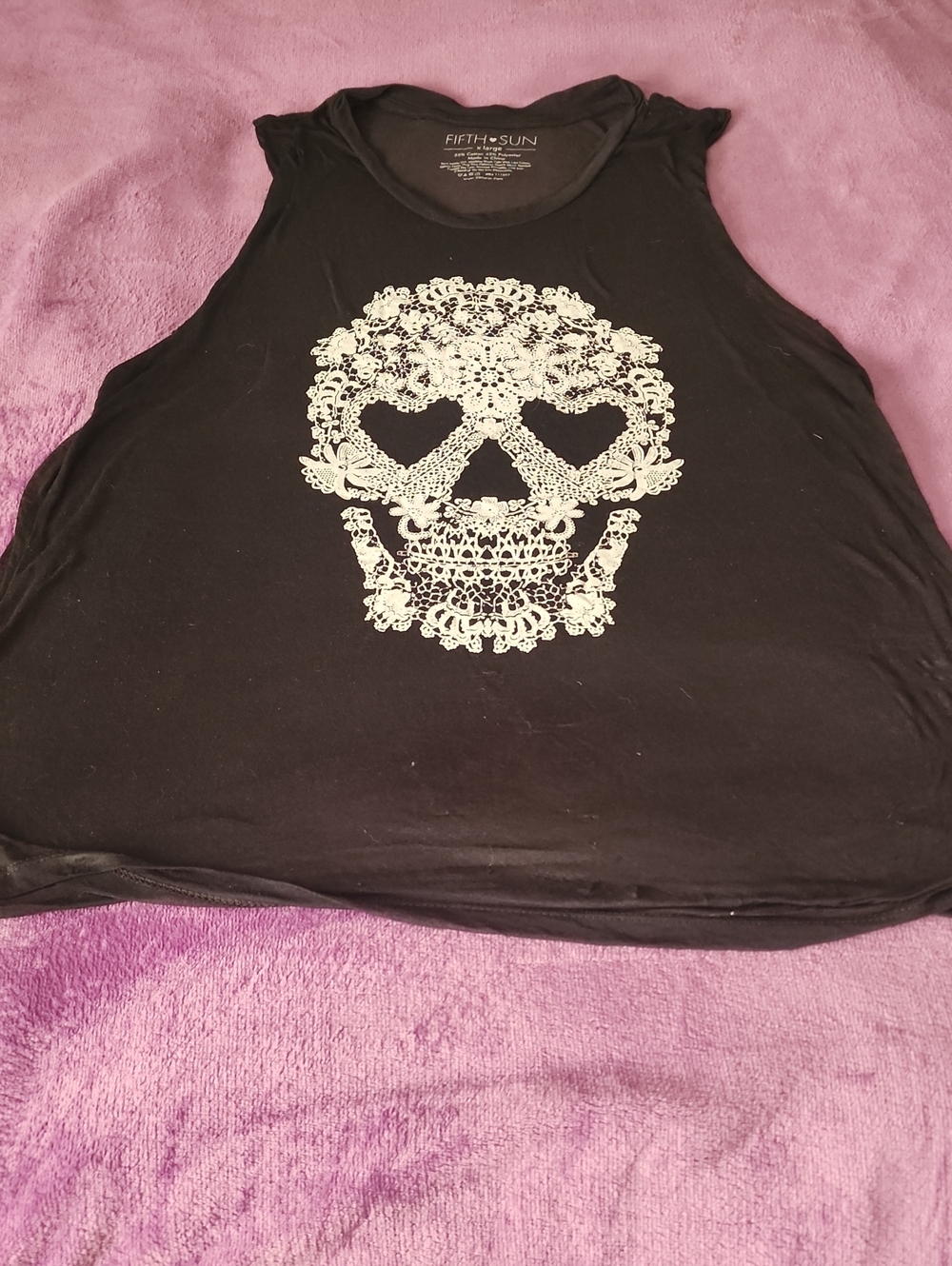 Fifth Sun Black Sleeveless Skull Graphic Tank ☆ HALLOWEEN